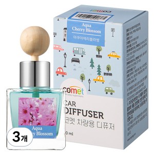 코멧 설레는 향 가득 차량용 디퓨저 50ml, 아쿠아체리블라썸, 3개