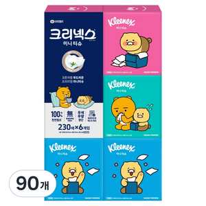 크리넥스 코튼처럼 부드러운 프리미엄 미니티슈 카카오프렌즈, 230매입, 90개