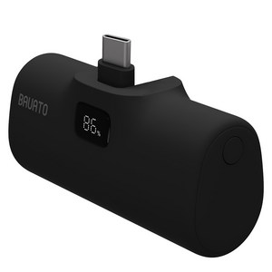 바우아토 포켓쉴 단자 접이식 PD 20W 고속 충전 미니 일체형 도킹형 보조배터리 5000mAh C타입, 블랙(D-B-02012), 블랙