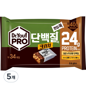 닥터유 프로단백질바 크런치 한입쏙 34p, 420g, 5개