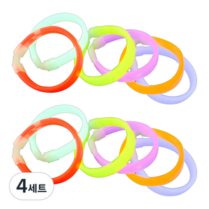 파티쇼 콘서트 야광 손목밴드 6종 세트, 핑크, 블루, 옐로우, 오렌지, 레드, 그린, 4세트