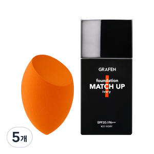 그라펜 매치업 파운데이션 40ml + 엣지 컷 퍼프, 21호 아이보리, 5개