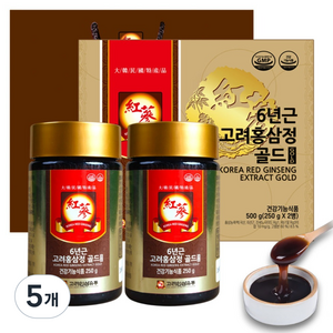 고려인삼유통 6년근 고려홍삼정 골드 + 쇼핑백, 500g, 5개