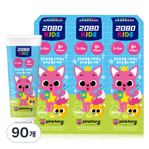2080 핑크퐁 2스텝 불소 아동용 치약 청포도향, 80g, 90개