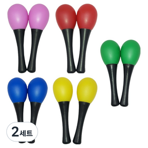 퍼줌 마라카스 악기 완구 파랑 2p + 분홍 2p + 초록 2p + 노랑 2p + 빨강 2p 세트, 2세트