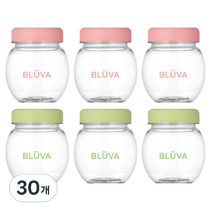 블루바 눈금표시 트라이탄 파스텔캡 다용도 단지 미니 보틀, 핑크, 그린, 30개, 250ml