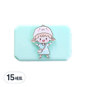 귀여운 캐릭터 아크릴 휴대용 컴팩트 렌즈통 케이스 세트, 10, 15세트