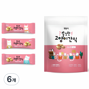 펫둥이 3가지맛 쫄깃한 고양이 간식, 혼합맛(참치/연어/소고기), 300g, 6개