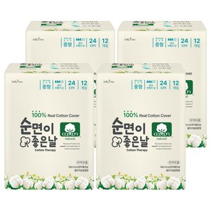 순면이 좋은날 생리대, 중형, 12개입, 4개