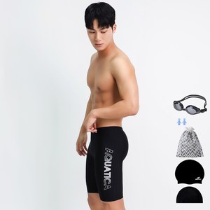 아쿠아티카 남성 5부 수영복 BBFO3 + 귀마개 + 실리콘수모 + 일반용수경 + 수영가방