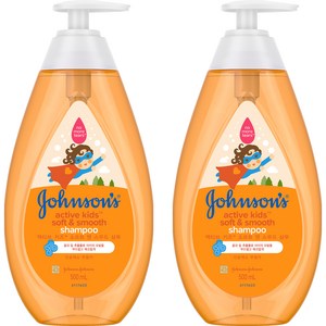 존슨즈베이비 액티브 키즈 소프트 앤 스무드 샴푸, 500ml, 2개