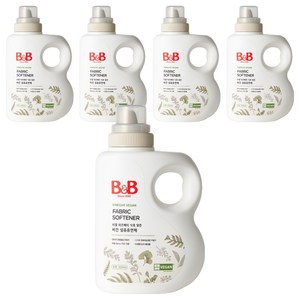 비앤비 유아 무향 비건 섬유유연제 용기형, 1.5L, 5개