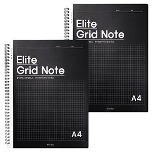 투영디자인 엘리트 스프링 그리드 절취 노트 A4, 블랙, 2개