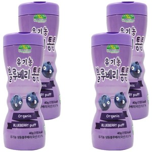 OrganicStory 유아용 유기농 블루베리통통 과자, 블루베리, 40g, 4개