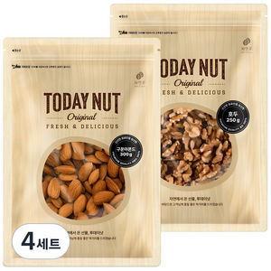 투데이넛 구운아몬드 300g + 호두 250g, 4세트, 300g + 250g