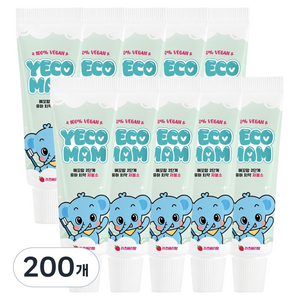 예꼬맘 2단계 유아치약 저불소 미니 라즈베리향, 15g, 200개