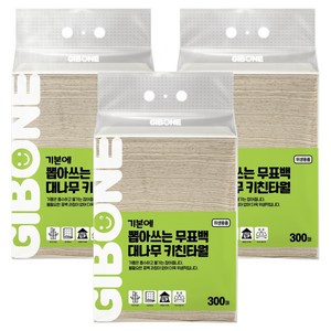 기본에 뽑아쓰는 무표백 대나무 키친타올, 3개, 300개입