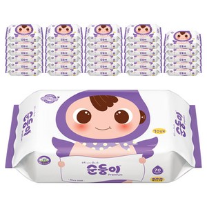 순둥이 프리미엄 엠보싱 물티슈 리필형, 65g, 70매, 50세트