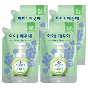 아이깨끗해 항균 폼 핸드솝 리필형 청포도, 450ml, 4개