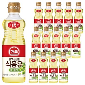 해표 콩기름 식용유, 900ml, 15개