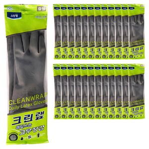 크린랩 매일쓰는 고무장갑, 그레이, 중(M), 25개