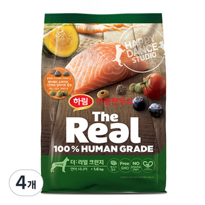 하림펫푸드 시니어 강아지 더리얼 크런치 건식사료, 연어, 1.6kg, 4개