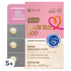 종근당 헬시아민 활성형 엽산 800, 60정, 5개