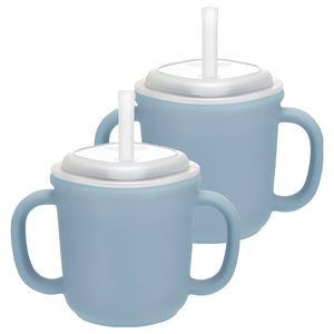 에디슨 스스로 실리콘 양손 빨대컵, 200ml, 2개, 블루