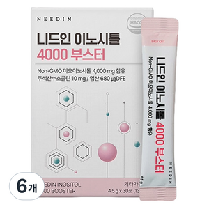 니드인 콜린 미오 이노시톨 4000 부스터 엽산 비타민 미네랄 30p, 135g, 6개