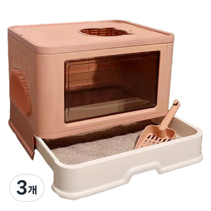 딩동펫 매직 후드 고양이 화장실, 핑크, 3개