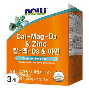 나우푸드 칼-맥-D3 & 아연 영양제 78g, 60정, 3개