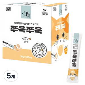펫어스 고양이 쭈욱쭈욱 간식 100p, 연어, 1kg, 5개