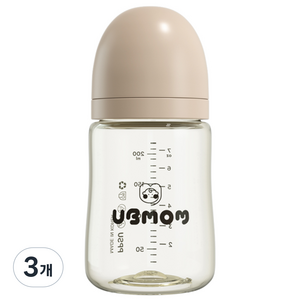 유비맘 PPSU 시그니처 노꼭지 젖병, 초코, 200ml, 3개