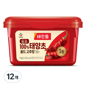 해찬들 태양초 골드 고추장, 1kg, 12개