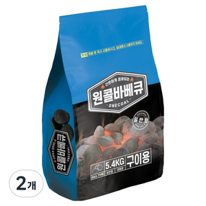 원콜 야자숯 캠핑 바베큐 차콜 일반형, 5.4kg, 2개
