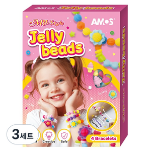 아모스 마이스타일 말랑 젤리비즈 팔찌 4p 만들기 세트, 혼합색상, 3세트