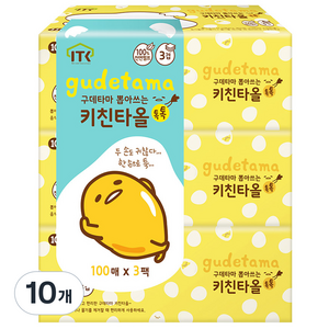 구데타마 뽑아쓰는 키친타올 톡톡 3겹, 100매, 10개
