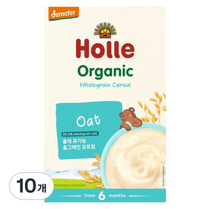 홀레 유아용 유기농 홀그레인 이유식, 오트밀, 250g, 10개