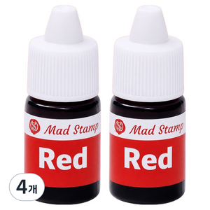 매드스탬프 만년 리필 도장 잉크 5ml, 빨강, 4개