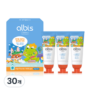 알비스 1450 고불소 충치케어 어린이 치약 블루베리향, 75g, 30개