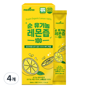 메디트리 순 유기농 100 레몬즙, 300ml, 4개