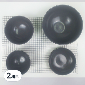 파울러스 솔 한식기 세트 4p, 그레이, 2세트, 공기 + 대접 + 찬기 중 + 면기