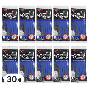 쓰리엠 슈퍼그립 100 코팅장갑, 블루, 30개