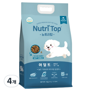 뉴트리탑 어덜트 강아지 소프트사료, 닭, 3kg, 4개