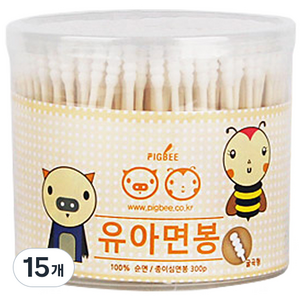 피그비 유아용 안전면봉, 300개입, 15개