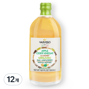 발베로 유기농 애플 사이다 비네거 허니, 500ml, 12개