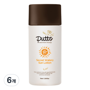 퓨토 시크릿 워터리 선로션 SPF50+ PA++++, 6개, 70ml