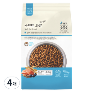무마진 전연령 강아지 소프트사료, 연어+황태, 4.8kg, 4개