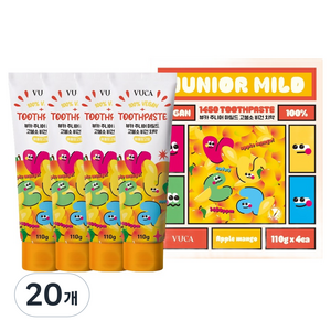 뷰카 주니어 마일드 고불소 비건치약 애플망고향, 110g, 20개