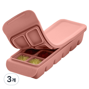 퍼기 이중 밀폐 이유식 멀티큐브 12구, 240ml, 인디핑크, 3개